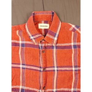 Taylor Stitch Red Plaid button-up 100% linen shirt Mens size 38 See Photos